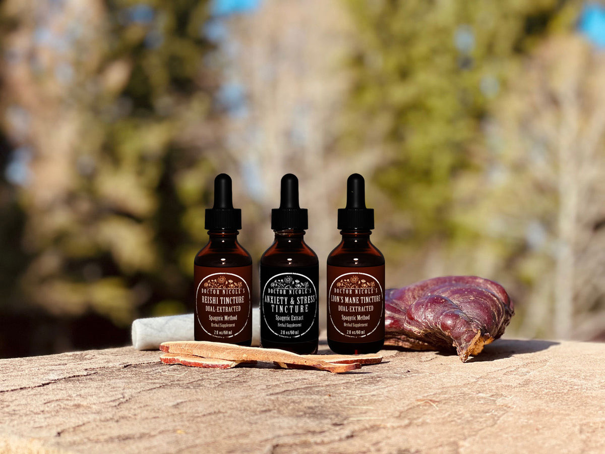 Mental Wellness support tinctures - Lion's Mane Mushroom, Reishi Mushroom, and Anxiety & Stress Tincture